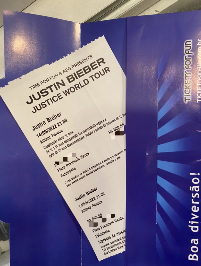 Ingresso PISTA PREMIUM show Justin Bieber